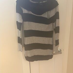 It's Our Time Black and Gray Striped Turtleneck Sweater